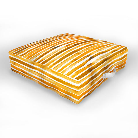 Ninola Design Watercolor stripes sunny gold Outdoor Floor Cushion