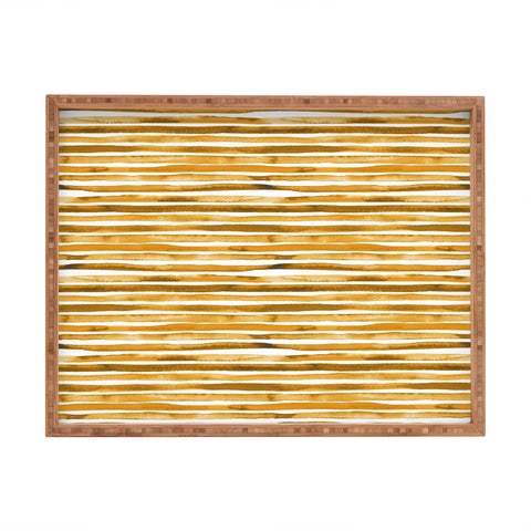 Ninola Design Watercolor stripes sunny gold Rectangular Tray