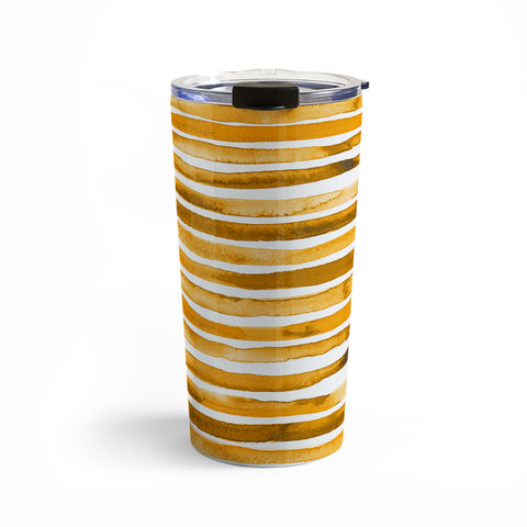 Ninola Design Watercolor stripes sunny gold Travel Mug