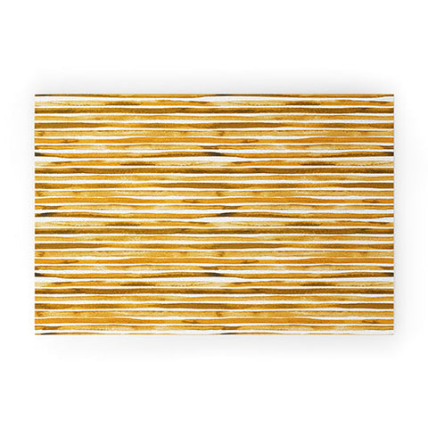 Ninola Design Watercolor stripes sunny gold Welcome Mat