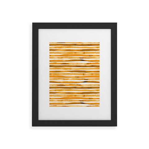 Ninola Design Watercolor stripes sunny gold Framed Art Print