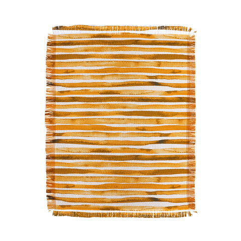 Ninola Design Watercolor stripes sunny gold Throw Blanket
