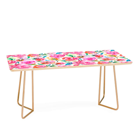 Ninola Design Watercolor Summer Roses Coffee Table