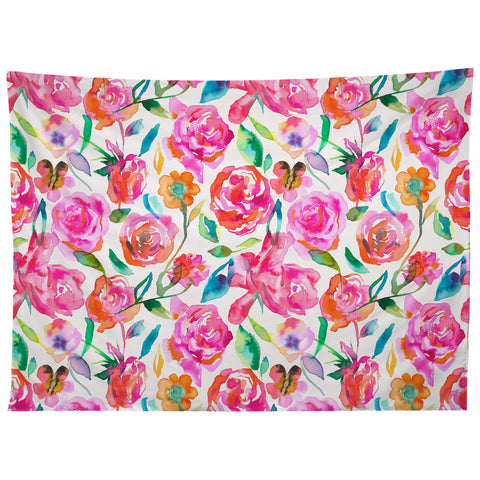 Ninola Design Watercolor Summer Roses Tapestry