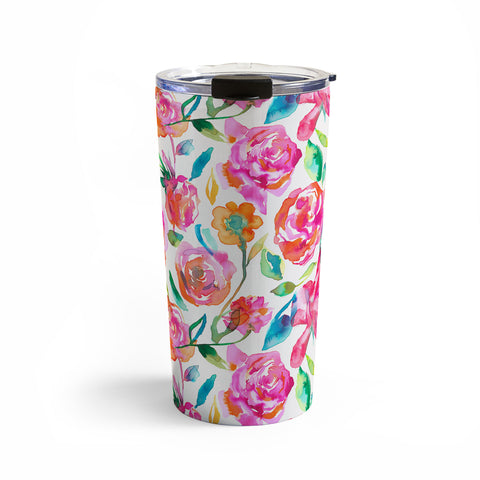 Ninola Design Watercolor Summer Roses Travel Mug