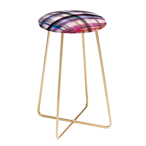 Ninola Design Watercolor Tartan Checks Counter Stool