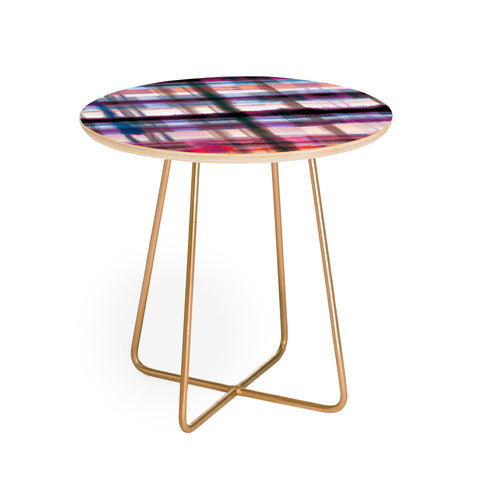 Ninola Design Watercolor Tartan Checks Round Side Table