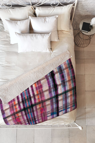 Ninola Design Watercolor Tartan Checks Fleece Throw Blanket