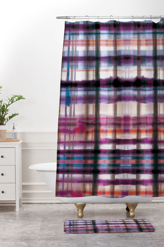 Ninola Design Watercolor Tartan Checks Shower Curtain And Mat