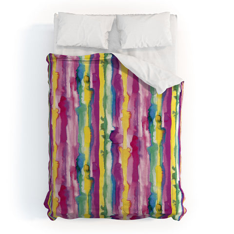 Ninola Design Watercolor Tropical Lines Comforter