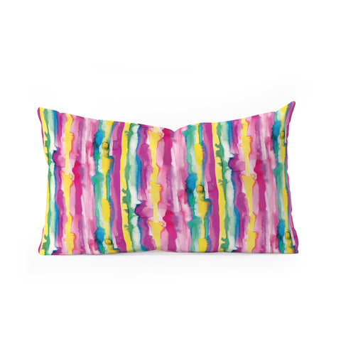 Ninola Design Watercolor Tropical Lines Oblong Throw Pillow