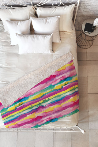 Ninola Design Watercolor Tropical Lines Fleece Throw Blanket