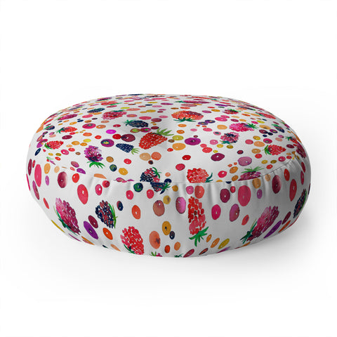 Ninola Design Watercolor Wild Berries Floor Pillow Round