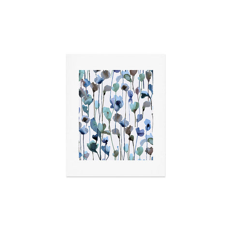 Ninola Design Watery Abstract Flowers Blue Art Print