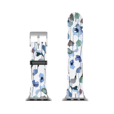 Ninola Design Watery Abstract Flowers Blue Apple Watch Band