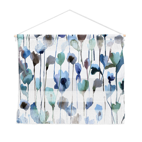 Ninola Design Watery Abstract Flowers Blue Wall Hanging Landscape