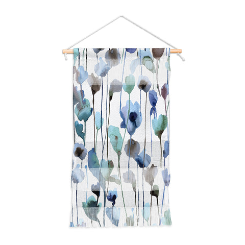Ninola Design Watery Abstract Flowers Blue Wall Hanging Portrait