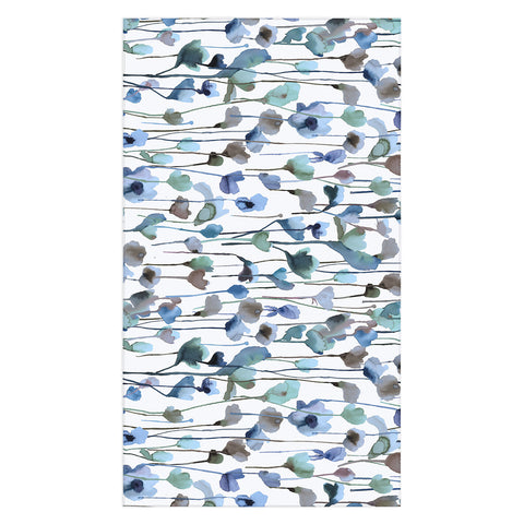 Ninola Design Watery Abstract Flowers Blue Tablecloth
