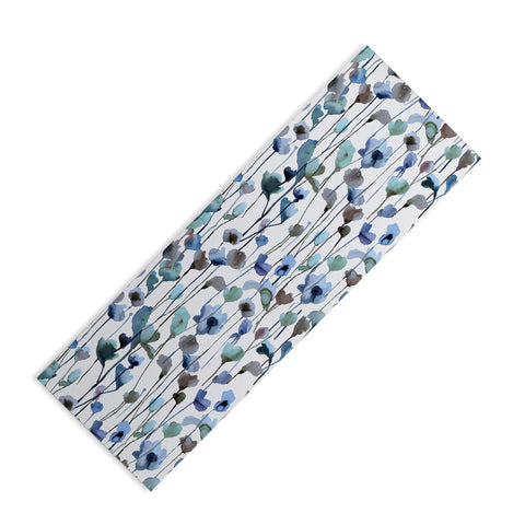 Ninola Design Watery Abstract Flowers Blue Yoga Mat
