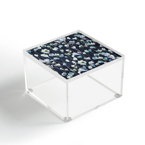 Ninola Design Watery Abstract Flowers Navy Acrylic Box