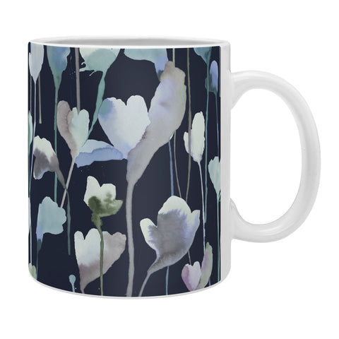 Ninola Design Watery Abstract Flowers Navy Coffee Mug