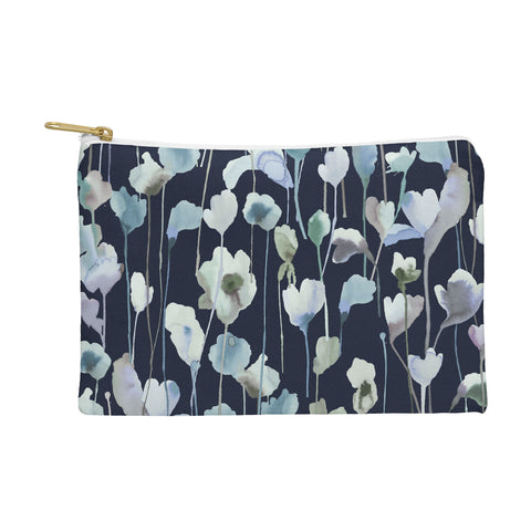 Ninola Design Watery Abstract Flowers Navy Pouch