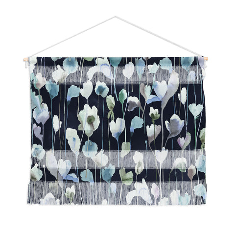 Ninola Design Watery Abstract Flowers Navy Wall Hanging Landscape