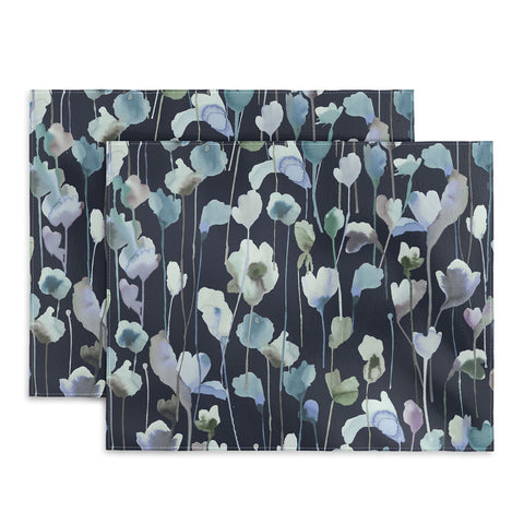 Ninola Design Watery Abstract Flowers Navy Placemat