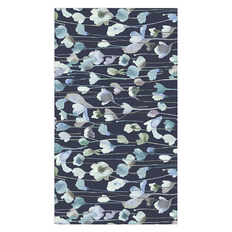 Ninola Design Watery Abstract Flowers Navy Tablecloth