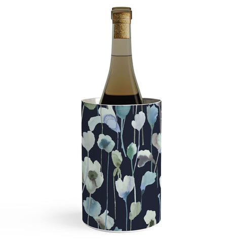 Ninola Design Watery Abstract Flowers Navy Wine Chiller