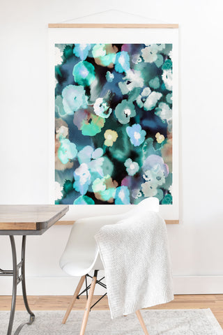 Ninola Design Watery coastal flowers Art Print And Hanger