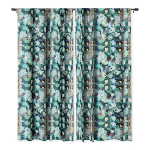 Ninola Design Watery coastal flowers Blackout Window Curtain