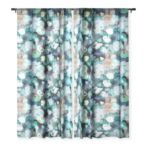 Ninola Design Watery coastal flowers Sheer Non Repeat