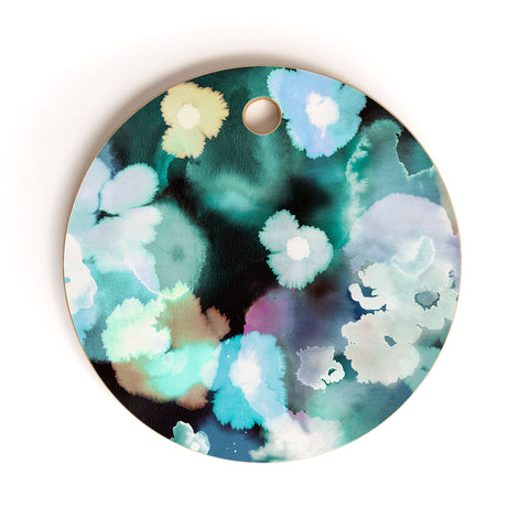 Ninola Design Watery coastal flowers Cutting Board Round
