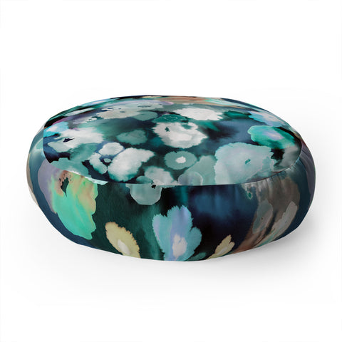 Ninola Design Watery coastal flowers Floor Pillow Round