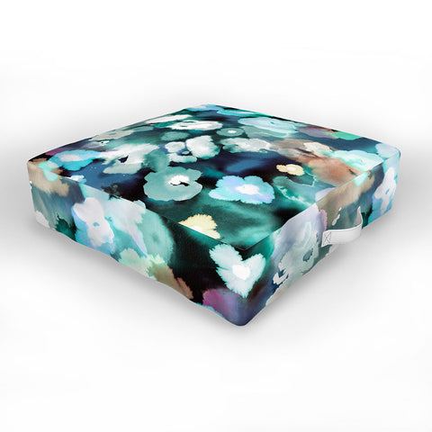 Ninola Design Watery coastal flowers Outdoor Floor Cushion