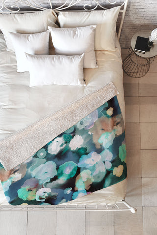 Ninola Design Watery coastal flowers Fleece Throw Blanket