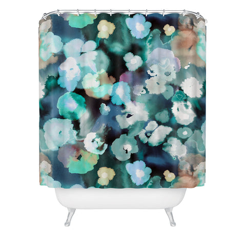 Ninola Design Watery coastal flowers Shower Curtain