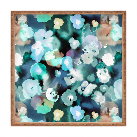 Ninola Design Watery coastal flowers Square Tray