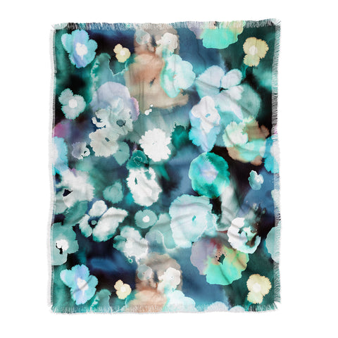 Ninola Design Watery coastal flowers Throw Blanket