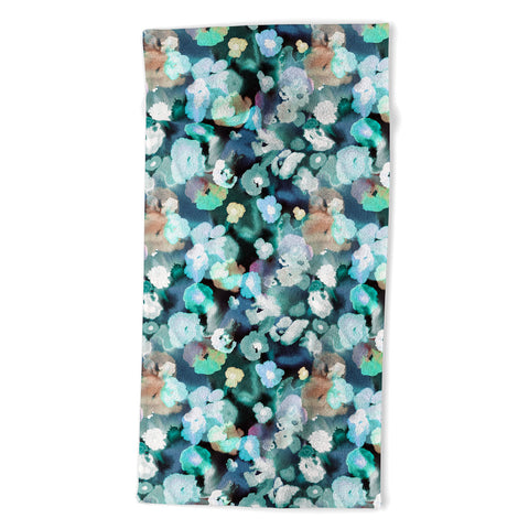 Ninola Design Watery coastal flowers Beach Towel