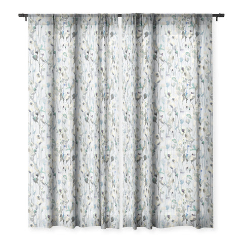 Ninola Design Watery flowers Neutral Sheer Window Curtain
