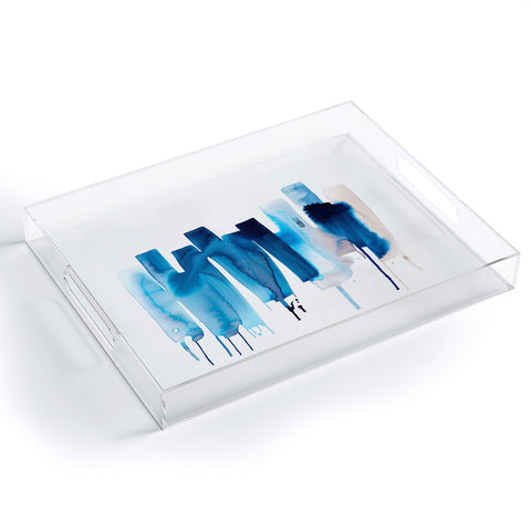 Ninola Design Watery stripes Blue Acrylic Tray