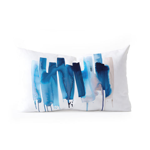 Ninola Design Watery stripes Blue Oblong Throw Pillow