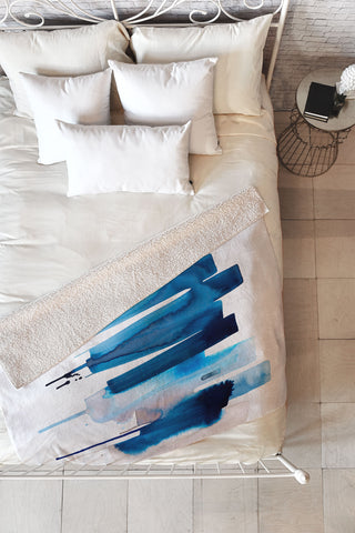 Ninola Design Watery stripes Blue Fleece Throw Blanket