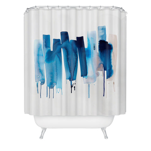 Ninola Design Watery stripes Blue Shower Curtain