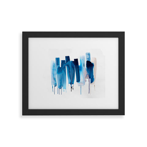 Ninola Design Watery stripes Blue Framed Art Print