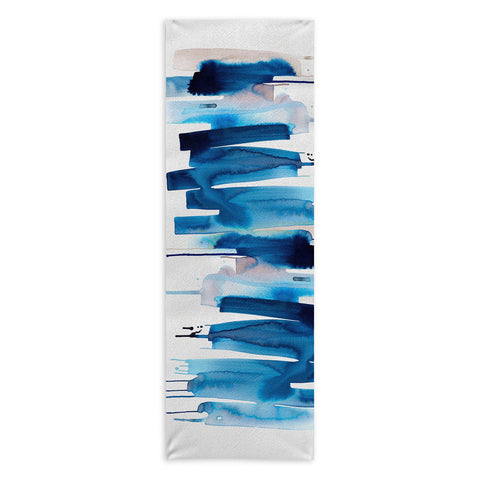 Ninola Design Watery stripes Blue Yoga Towel