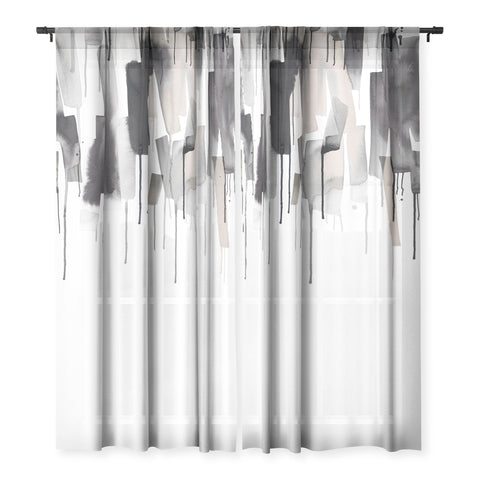 Ninola Design Watery stripes border Black Sheer Non Repeat