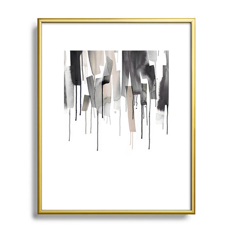 Ninola Design Watery stripes border Black Metal Framed Art Print